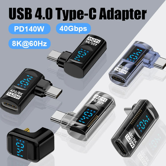 Adaptador USB-C Ángulo Recto 90°/Forma U (USB4 40Gbps, PD 140W, 8K@60Hz) para Thunderbolt 3/4