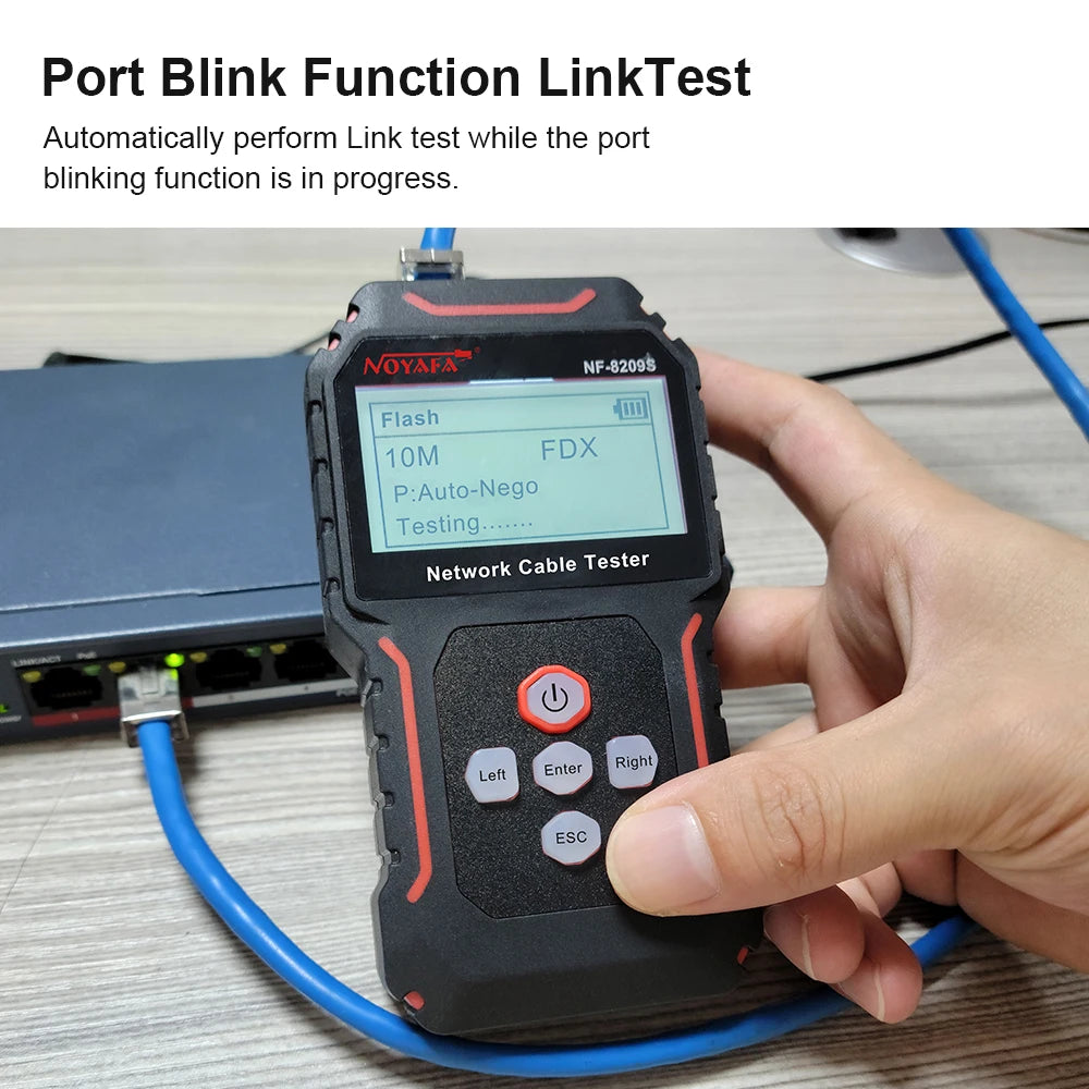 Rastreador Cable Red Noyafa NF-8209S - Tester LAN (Mide Longitud, Wiremap) con Display LCD