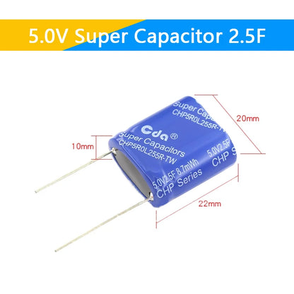Supercapacitor Farad Tipo Combinación (0.22F-50F, 5.5V) - Unidad (Especificar Valor)