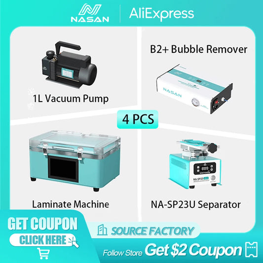 Máquina Laminadora Vacío Nasan NA-SUPA Lite + Removedor Burbujas NA-B2 + Separador NA-SP23 Ultra para Pantalla LCD Plana/Curva Reparación