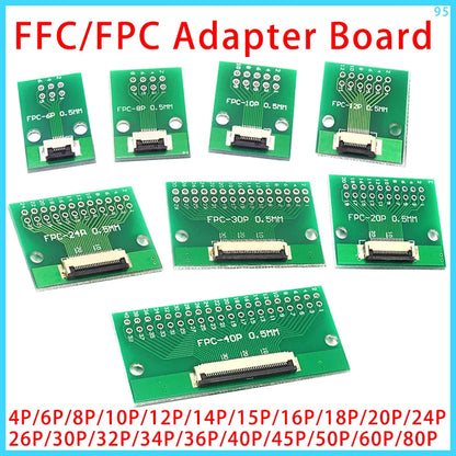 Placa Adaptadora FPC/FFC (0.5mm/1.0mm) a DIP 2.54mm (Conector Soldado, 4-60 Pines)