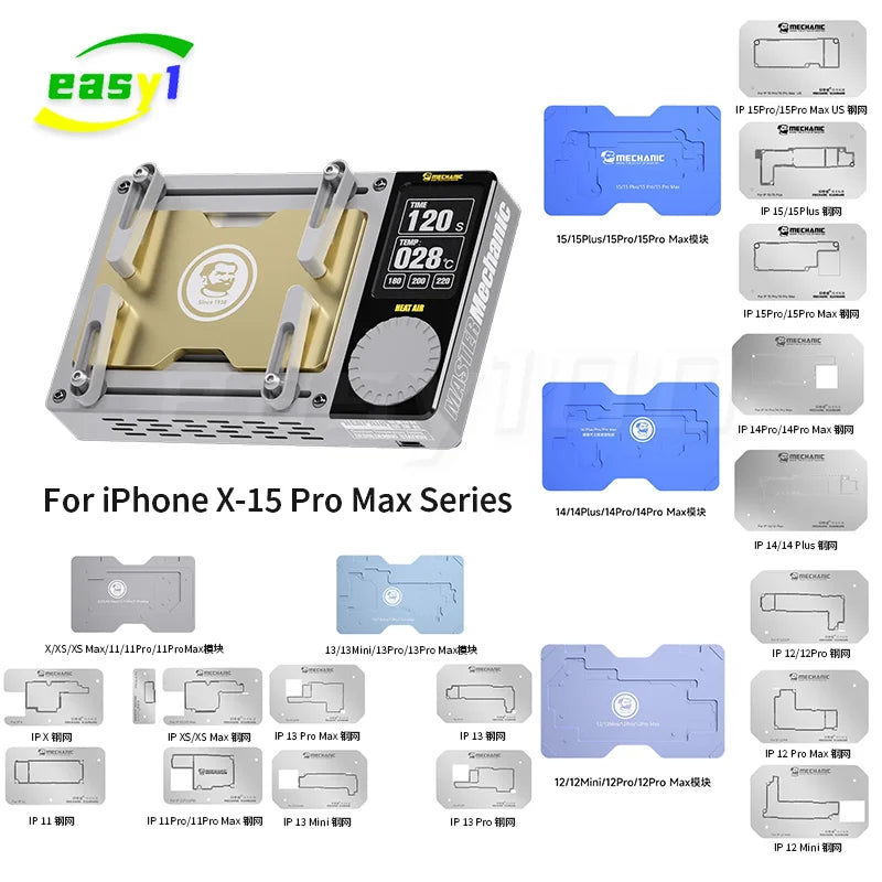 MECHANIC HEAT AIR Preheating Platform PTC Heating Core  BGA Stencil For IPhone X-15 Series Motherboard Layered Chip Reflow Weld