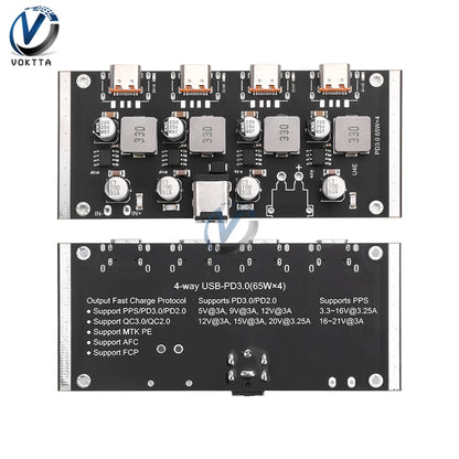 Módulo Adaptador Fuente PD 65W USB-C Soporta PD3.0/2.0, QC3.0/2.0, FCP, AFC Placa Circuito Cargador