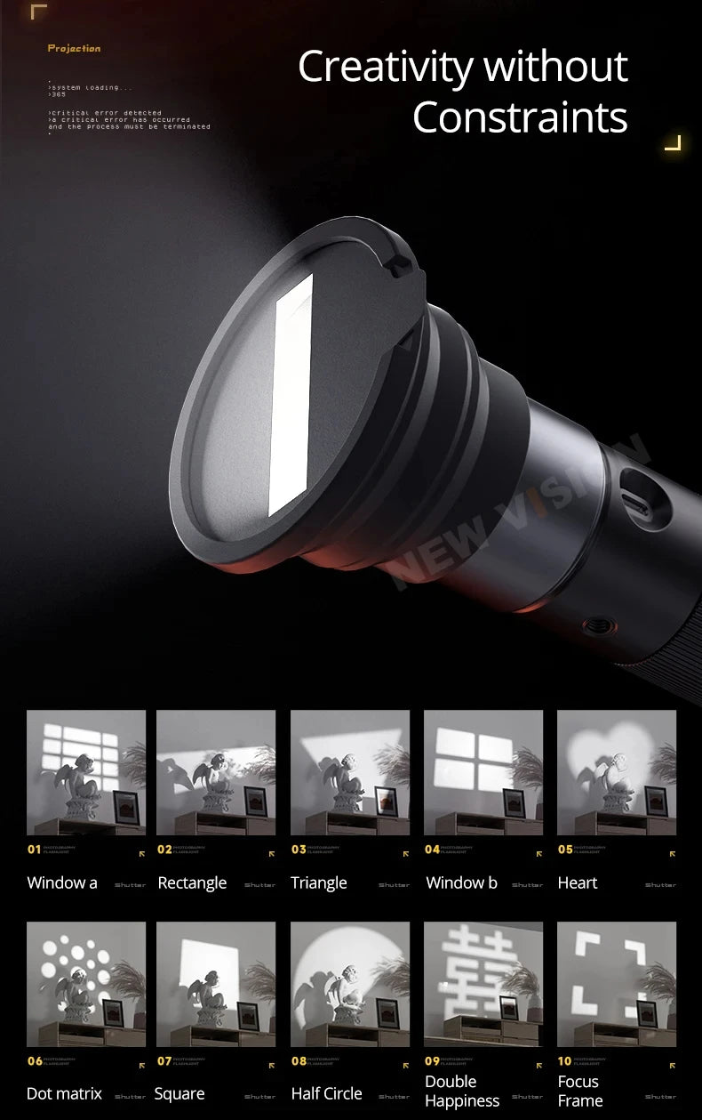 Linterna Proyector LED Sidande Photoolex (10W, 4 Colores) con Batería 8400mAh y Rosca 1/4"