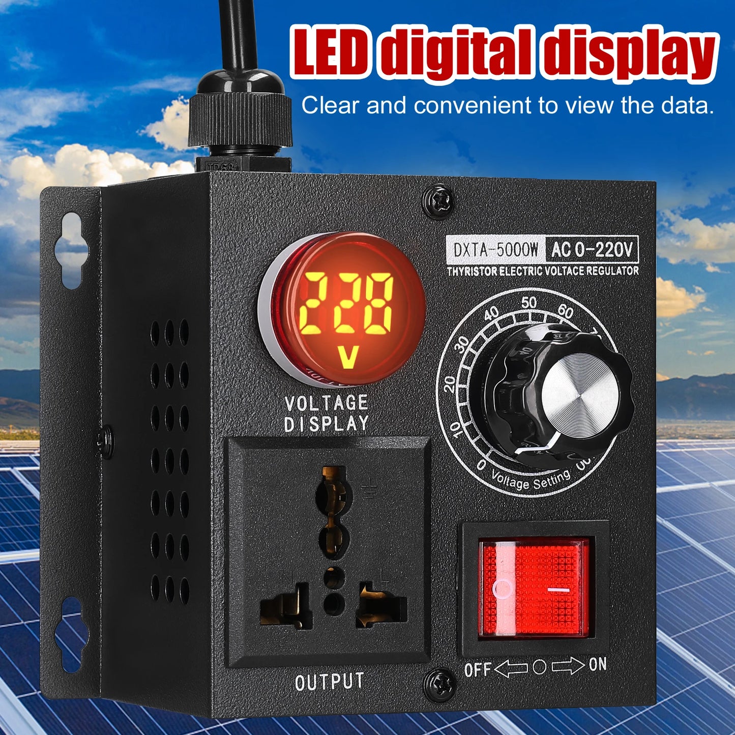 Regulador Voltaje AC 220V 4000W/5000W SCR Dimmer Ajustable Velocidad/Temperatura/Luz