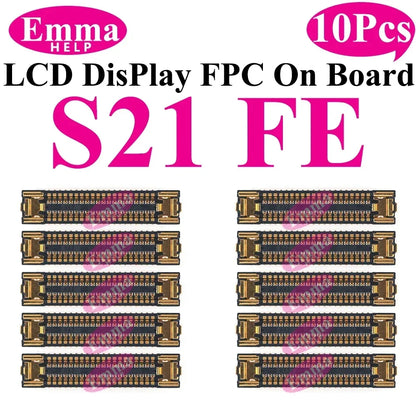 Conector de pantalla a bordo para Samsung S24 Plus S23 Ultra S22 S21 S20 FE Note 20 S10 LiteLCD pantalla FPC en enchufe de placa base, 10 Uds.