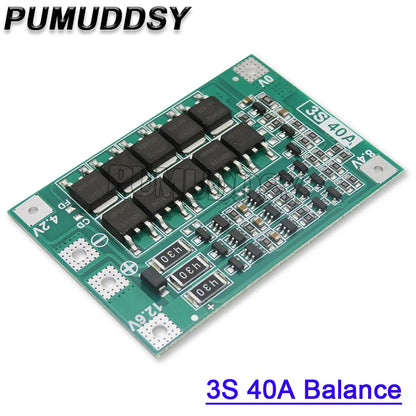 6A 8A 10A 20A 25A 30A 40A 60A 3S Li ion Lithium Battery 18650 Charger PCB BMS Protection Board For Drill Motor Lipo Cell Module
