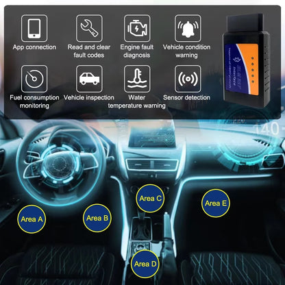 Scanner Diagnóstico Auto ELM327 V2.1 OBD2 Bluetooth Lector Códigos Detector Fallos Automotriz para Android/iOS