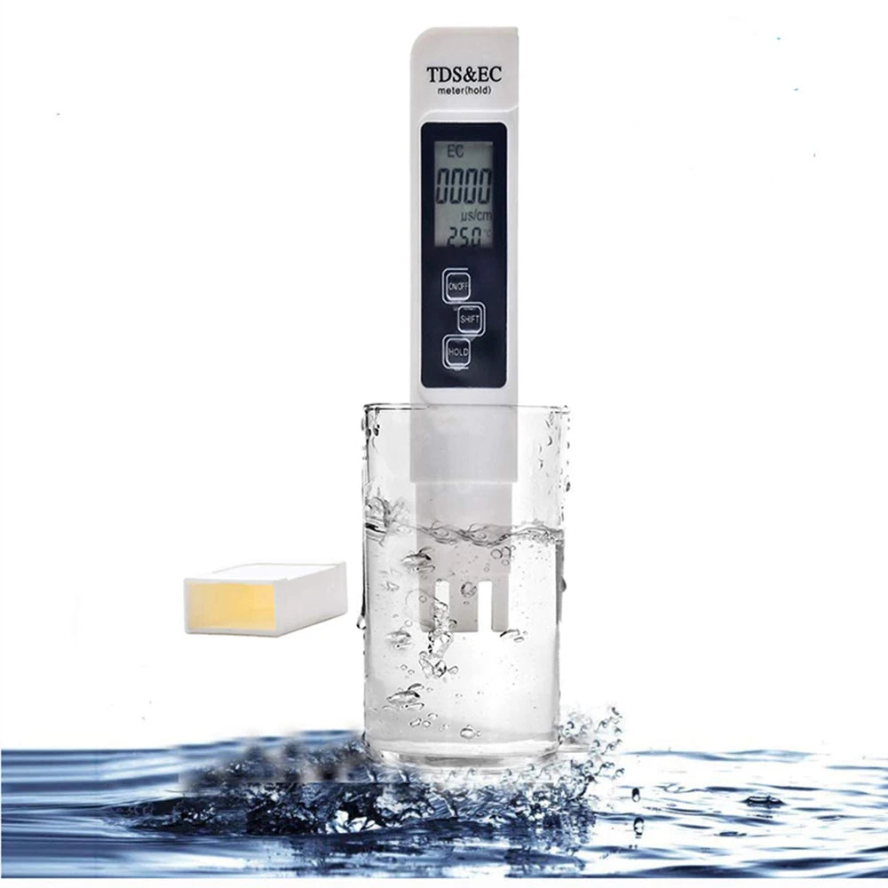 Medidor Digital Calidad Agua TDS/EC Multifuncional (Rango 0-9990 ppm) Pureza/Temperatura (1 Unidad, Blanco)