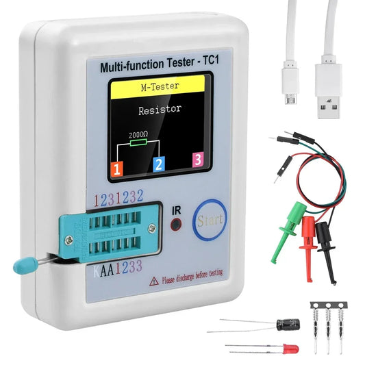 Tester Transistor LCR-TC1 (Pantalla TFT 1.8") - Medidor Multifunción Diodo, Triodo, Capacitor, Resistencia (MOSFET/NPN/PNP/TRIAC)