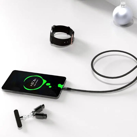 Cable Carga Rápida PD 60W USB-C a USB-C con Lanyard Nylon Trenzado Plano Anti-Pérdida (0.8m/1m/1.2m)
