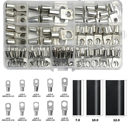 Kit Terminales Anillo Ojal Cobre Estañado (35mm², 60 Terminales) Conectores Cable Desnudo (70/240 Piezas)