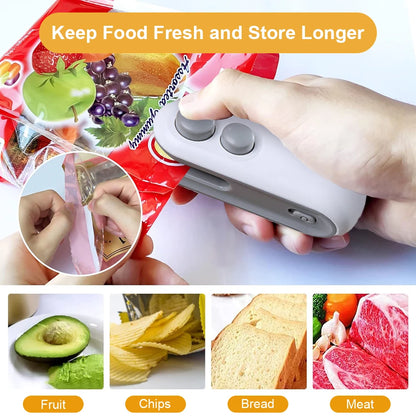 Mini Selladora Térmica Portátil para Bolsas Plásticas Alimentos (Clip Sellador Manual Embalaje)