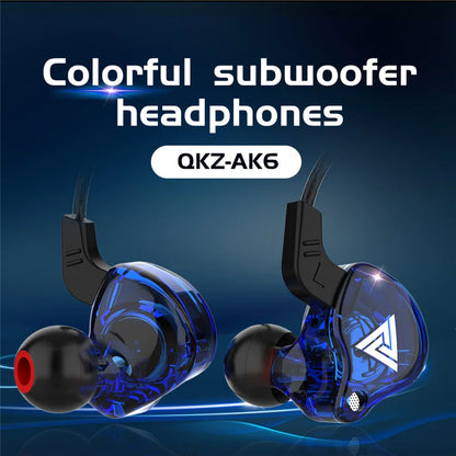 Auriculares con Cable QKZ AK6 (Driver Cobre HiFi, 3.5mm) Deportivos con Micrófono (Bajos Estéreo, In-Ear)