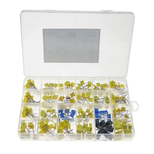 Kit Surtido Capacitor Corrección Película Polipropileno (1nF-1uF, 63V/100V, 24 Valores) - Pack 240 Piezas