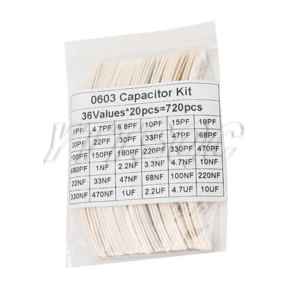 Kit Surtido Capacitores Cerámicos SMD (1pF-10uF, 36 Valores, 0603/0805/1206)