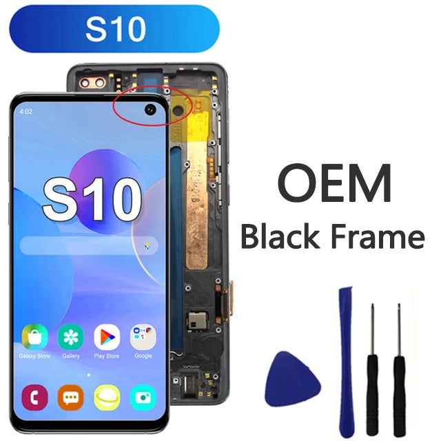 Pantalla LCD Super AMOLED para Samsung Galaxy S10 S10 Puls, montaje de digitalizador con pantalla táctil para Samsung S10 + G973F G975F
