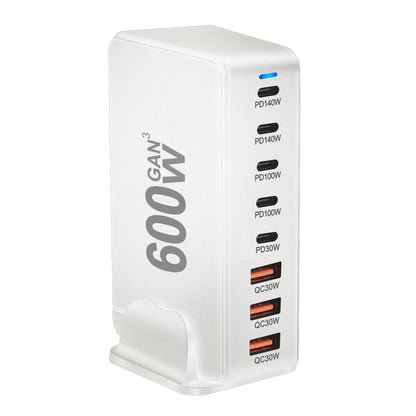 Cargador Escritorio GaN 600W PD3.1 Multifunción 28V/5A USB-C Adaptador US/EU/UK/AU Ahorro Energía