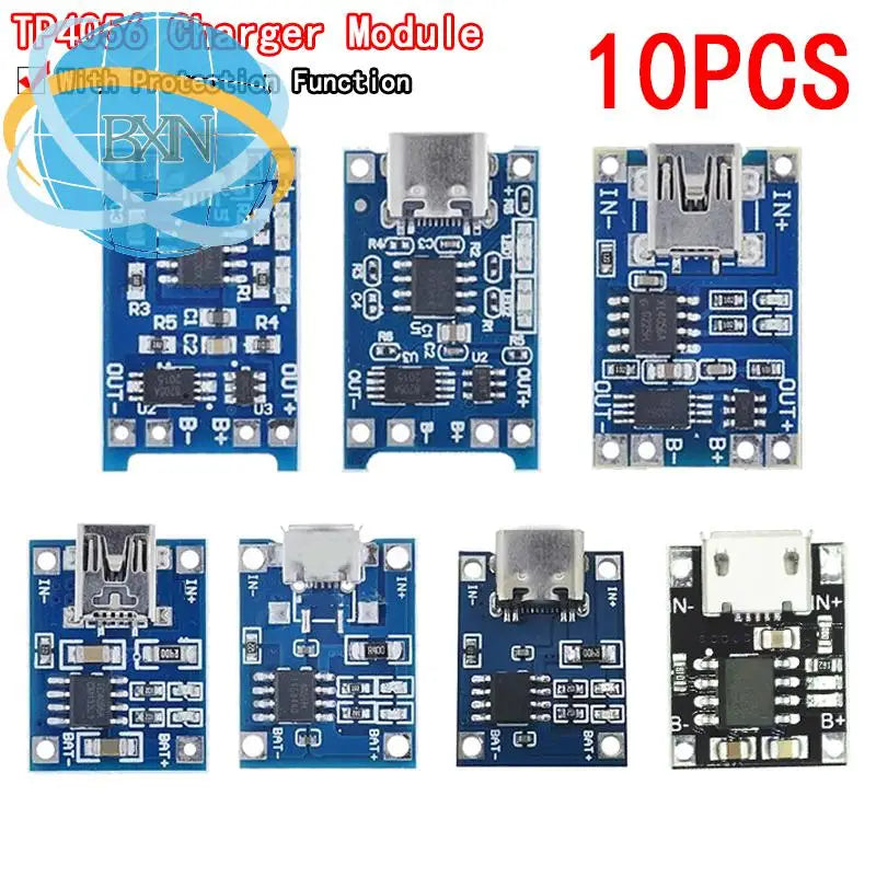 Lote 10 Pcs Módulo Cargador Batería Litio TP4056 5V 1A 18650 con Protección Dual 1A Li-ion