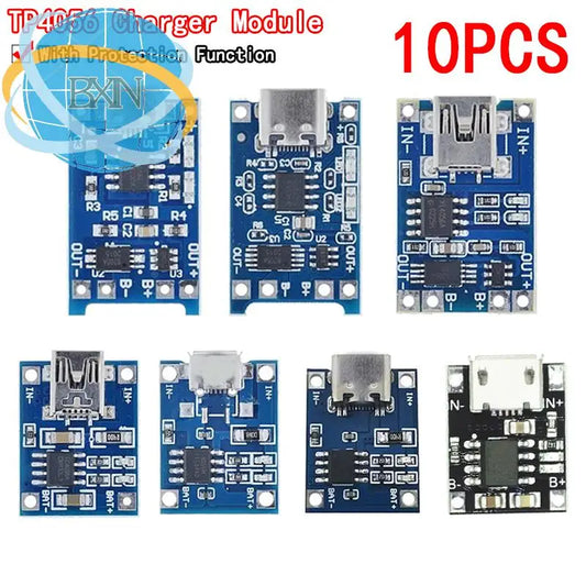 Lote 10 Pcs Módulo Cargador Batería Litio TP4056 5V 1A 18650 con Protección Dual 1A Li-ion