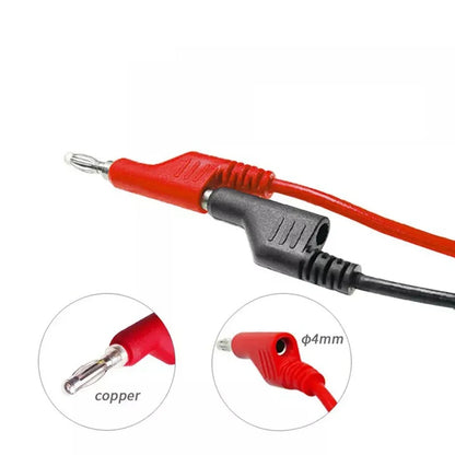 Cable Test (x2) Banana Plug 4mm a Pinza Cocodrilo (15A/1000V) - Para Fuente Poder / Multímetro