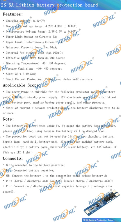 2S 5A / 8A 7.4V / 8.4V 18650 Lithium Battery Charger Board Li-ion Battery Charging BMS Over Charge-Discharge Protection Module