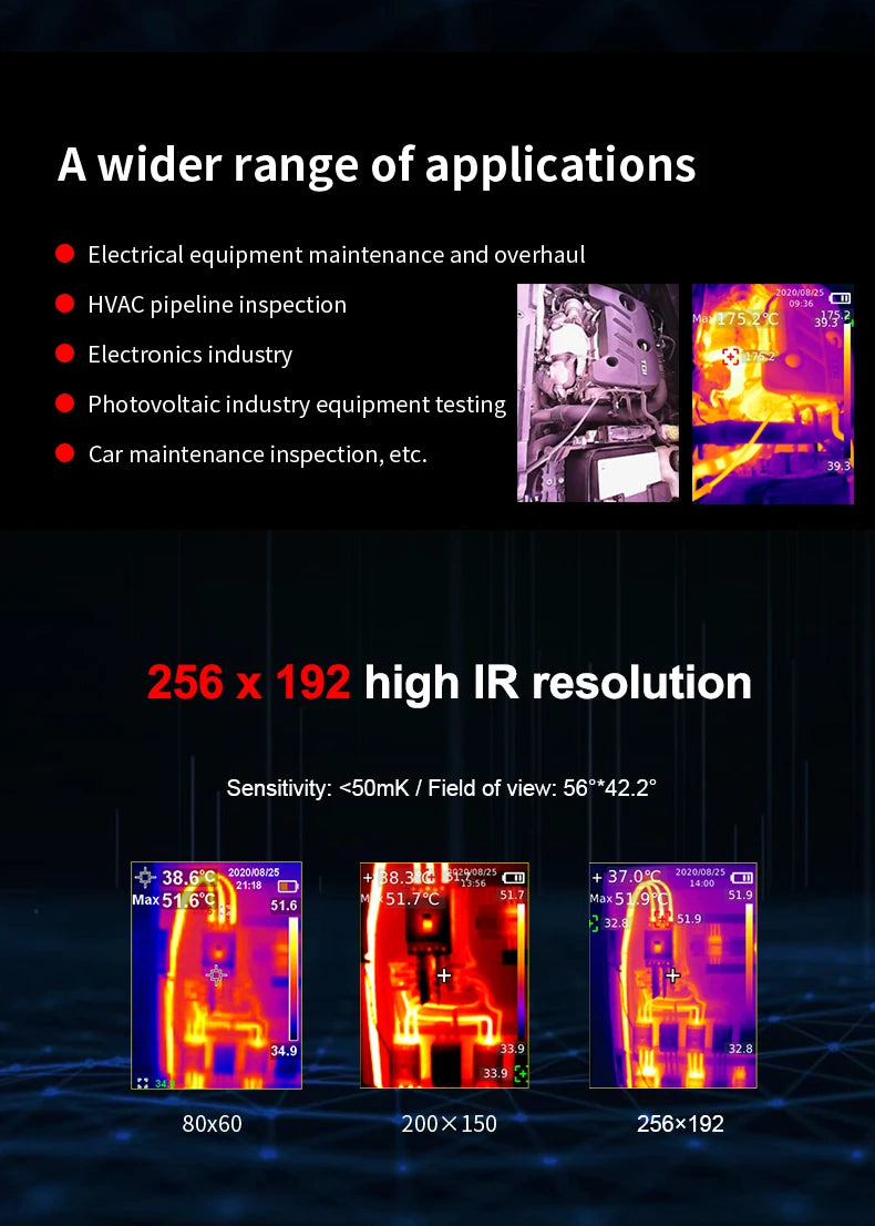 Cámara Térmica UNI-T UTi260B / UTi260A (256x192) - Termógrafo Construcción Prueba PCB/Circuitos/Calefacción Suelo