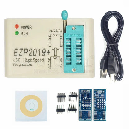 Kit Programador USB Alta Velocidad EZP2019 para EEPROM 24/25/93, Flash 25 BIOS Chip con Socket SOP + Clip