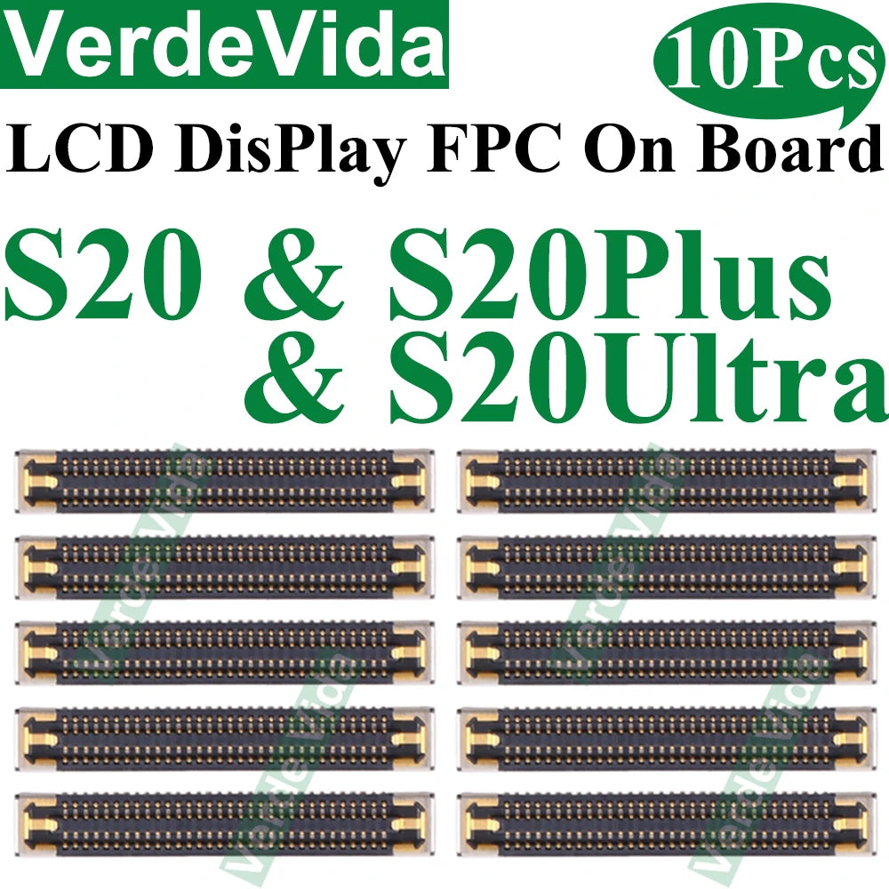 Conector FPC Flex Pantalla LCD para Placa Base Samsung S10 Lite/S21 FE/S22/S23 Ultra/S24 Plus/Note 10/20 (10 Unidades)