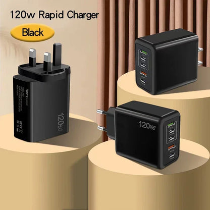 Cargador Xiaomi 120W Carga Rápida Multi 5 Puertos USB-C PD Adaptador para iPhone/Xiaomi/Samsung