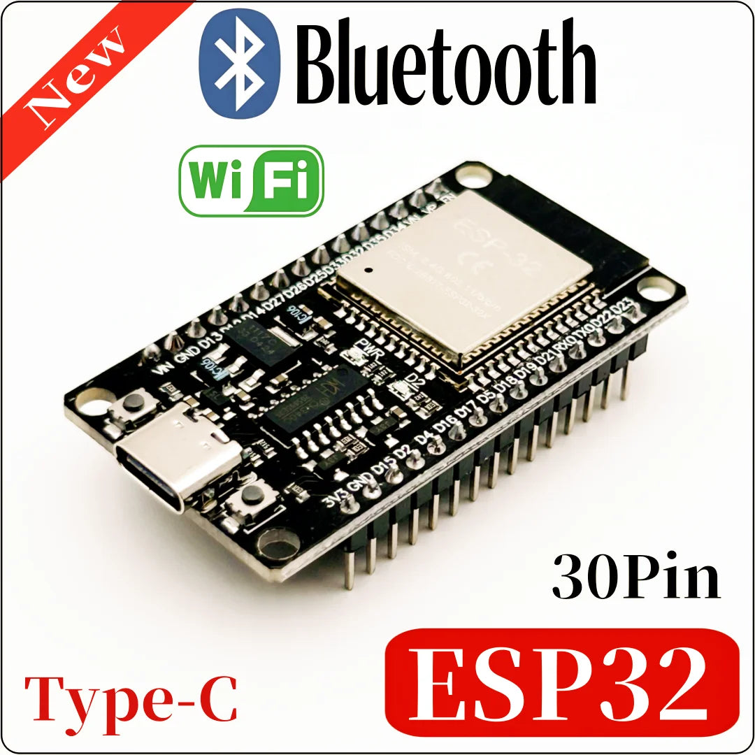 Placa Desarrollo ESP32 (30 Pines, ESP32-WROOM-32S/32D) Módulo Inalámbrico WiFi Bluetooth Doble Núcleo Bajo Consumo