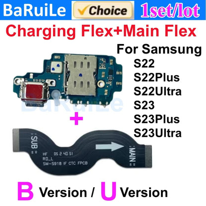 Puerto de carga flexible para Samsung S23 S22 Plus Ultra S901B S901U S906U S908B S S911B S916U S918B placa base conectar Cable USB principal