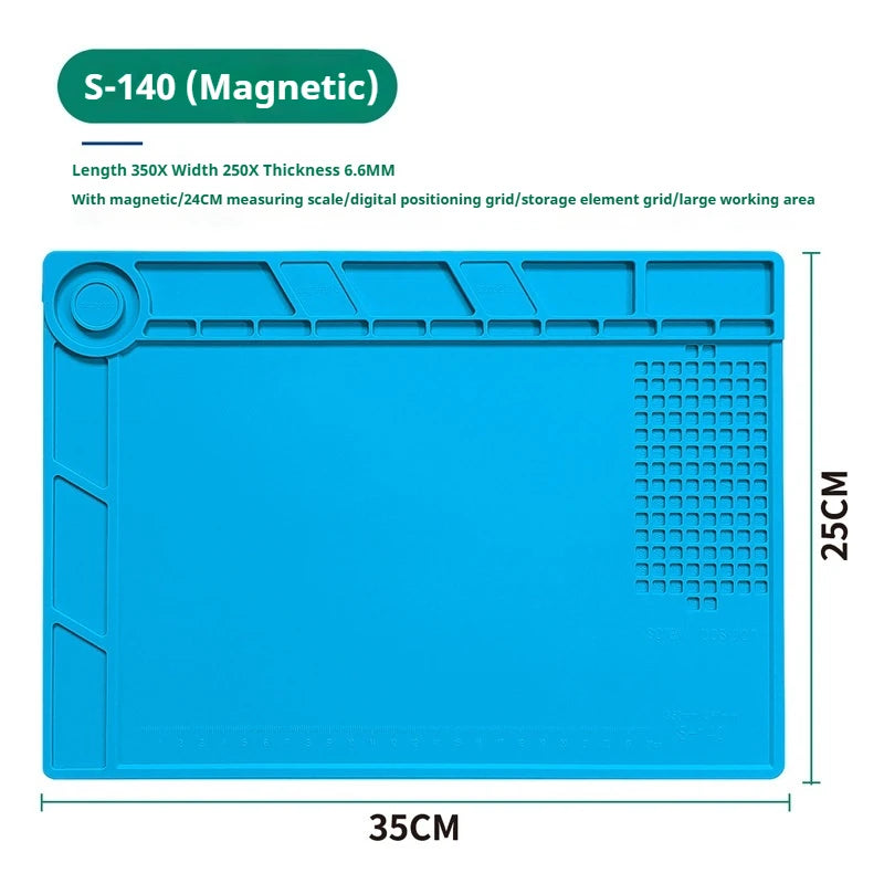 Alfombrilla Silicona Multifuncional Gruesa Magnética Antiestática Resistente Temperatura para Reparación Electrónica/Placa Base IC