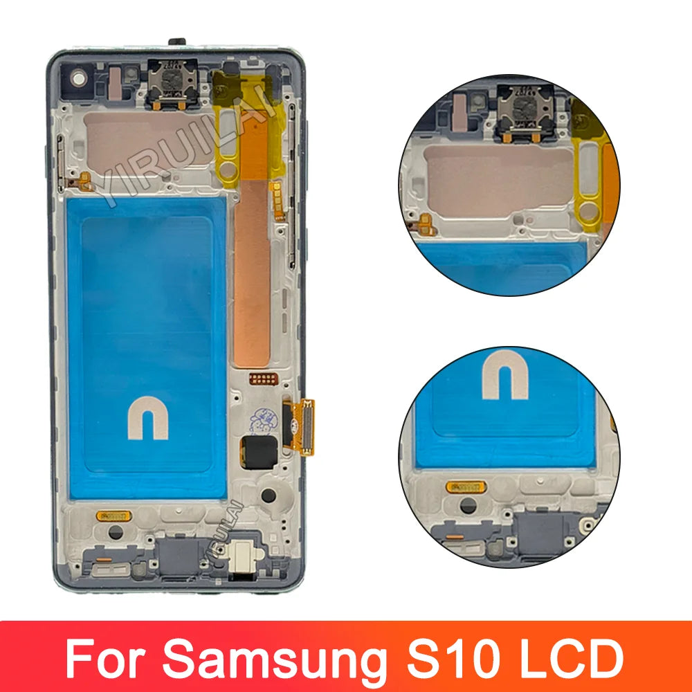 TFT probado S10 LCD para Samsung Galaxy S10 SM-G973F/DS G973U G973 LCD S10 pantalla LCD MONTAJE DE digitalizador con pantalla táctil reemplazo