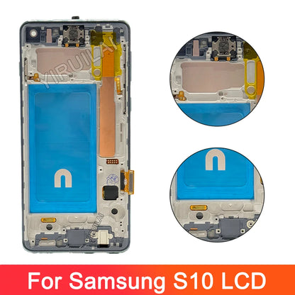 TFT probado S10 LCD para Samsung Galaxy S10 SM-G973F/DS G973U G973 LCD S10 pantalla LCD MONTAJE DE digitalizador con pantalla táctil reemplazo