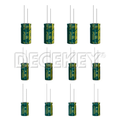 Capacitor Electrolítico Aluminio Alta Frecuencia Bajo ESR (1000uF, 25V/35V/50V) - Pack 10 Unidades
