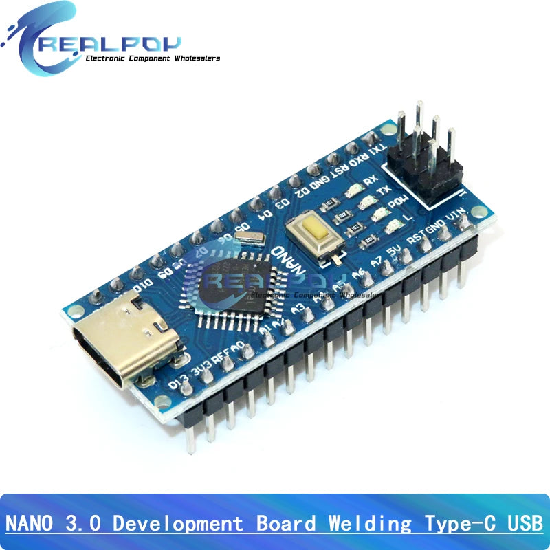 Placa Nano 3.0 (ATMEGA328P, 16MHz, CH340) con Bootloader (Puerto Mini/Tipo C/Micro USB) + Cable USB compatible Arduino