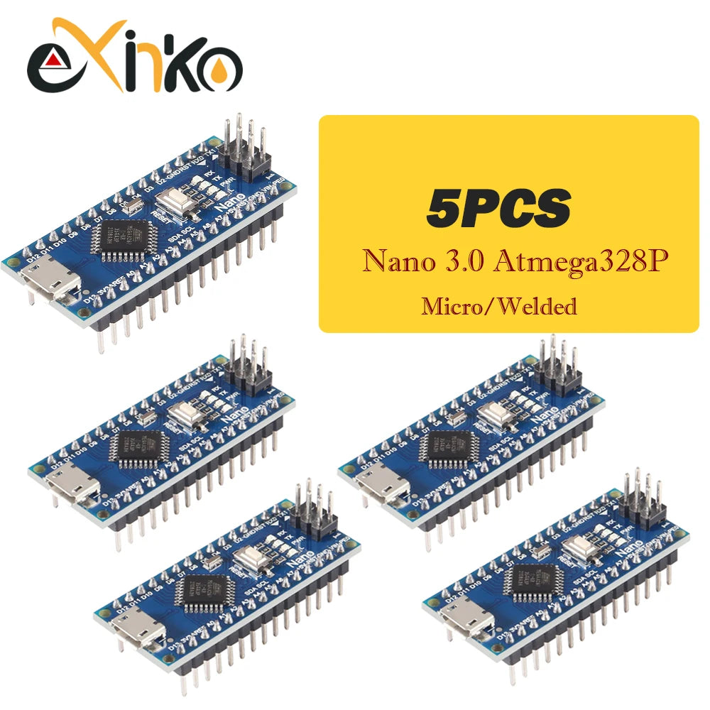 Placa Nano 3.0 (ATMEGA328P, 16MHz, CH340) con Bootloader (Puerto Mini/Tipo C/Micro USB) para Arduino (1-10 Unidades)