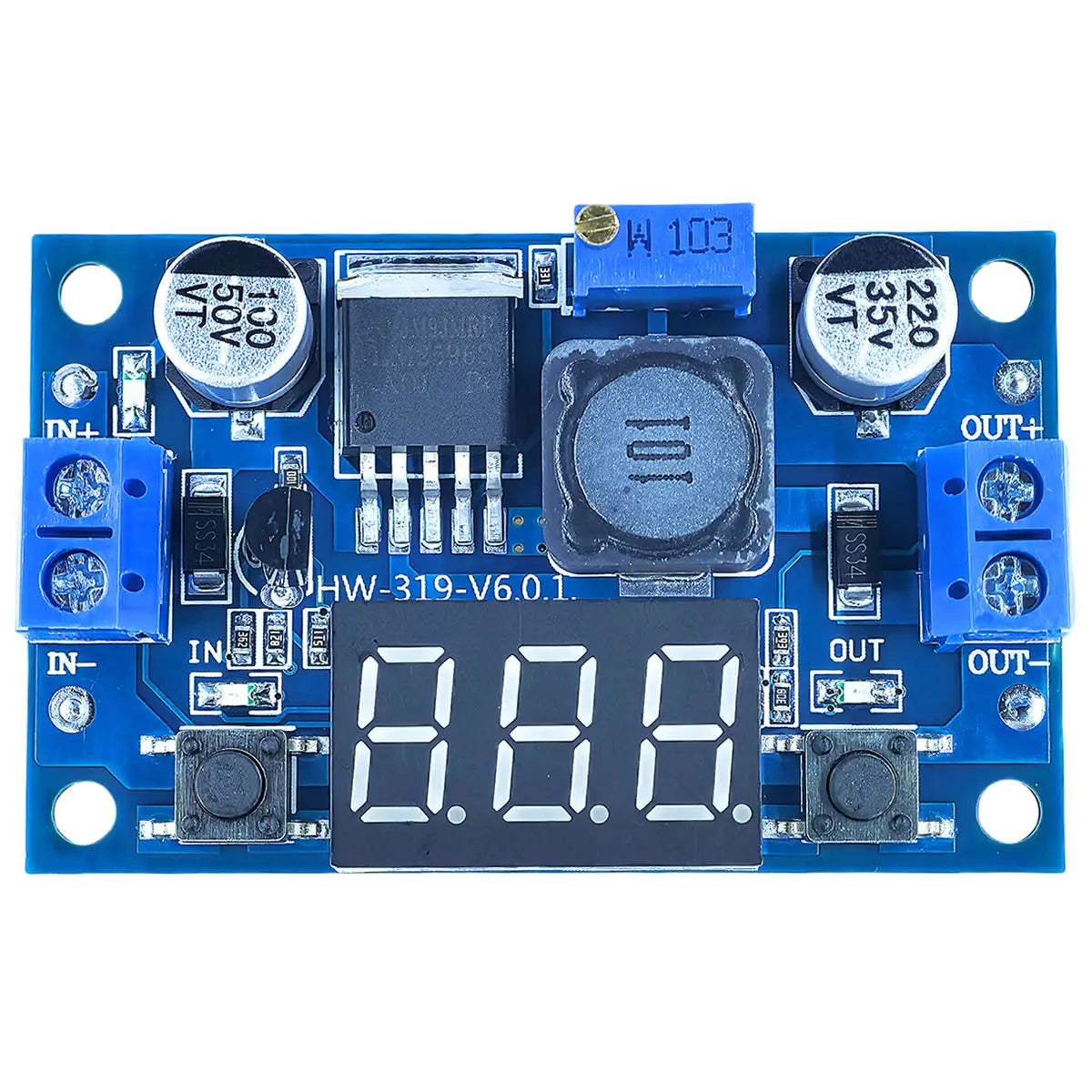 Módulo Regulador Voltaje LM2596 Ajustable 4.0-40V a 1.25-37V Step-Down con Voltímetro LED