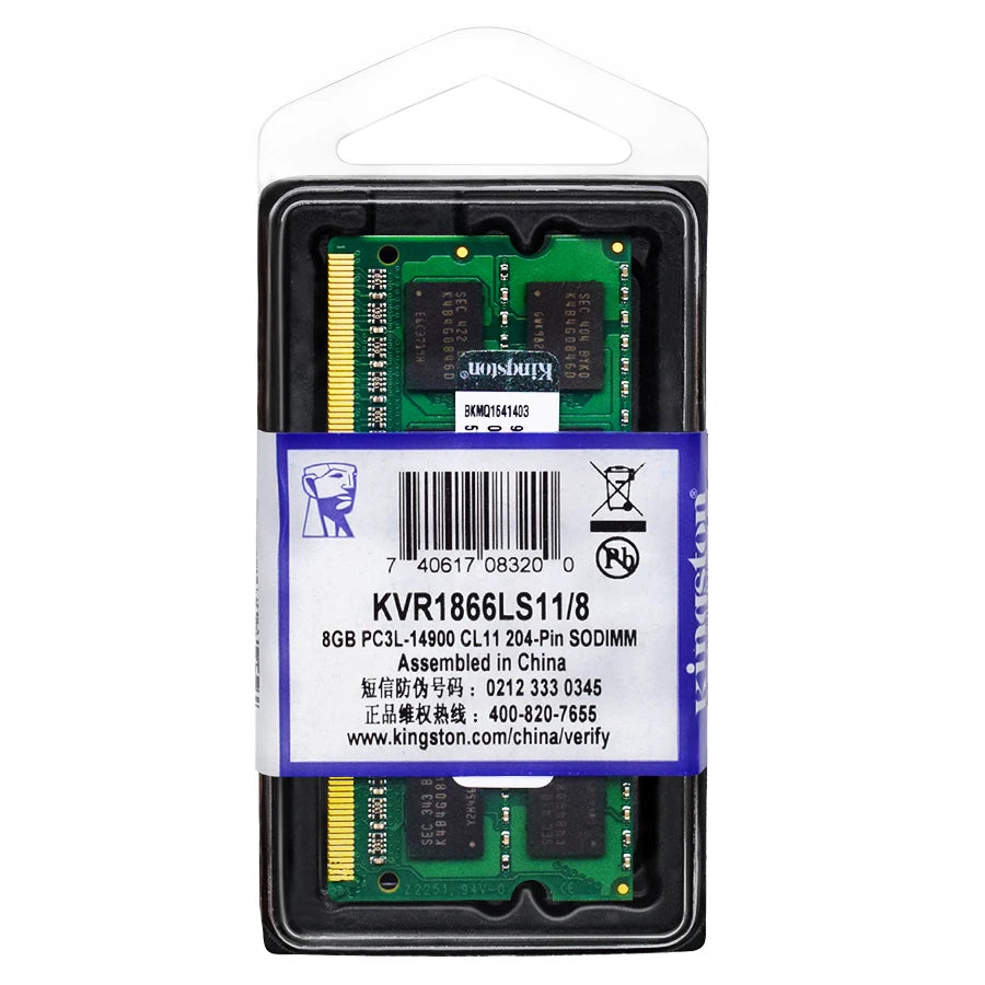 Memoria RAM Kingston Laptop DDR3/DDR3L (4GB/8GB, 1066/1333/1600/1866MHz) SO-DIMM PC3-8500/10600/12800 Doble Canal Notebook