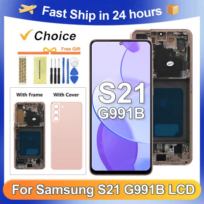 Pantalla LCD S21 probada para Samsung S21 5G G991 G991B G991W G991U, montaje de digitalizador con pantalla táctil de repuesto