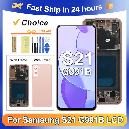 Pantalla LCD S21 probada para Samsung S21 5G G991 G991B G991W G991U, montaje de digitalizador con pantalla táctil de repuesto