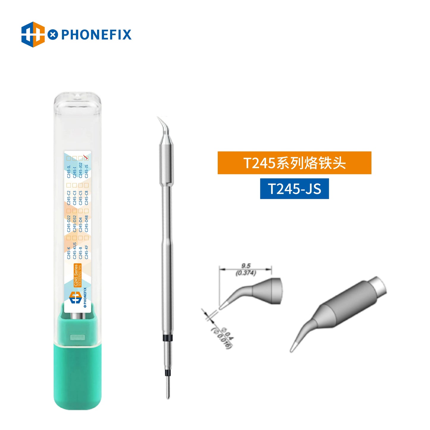 Puntas Cautín Soldador PHONEFIX Serie C245/C470 para Estación JBC / Mango Universal T245/T470 (Reparación PCB/IC)
