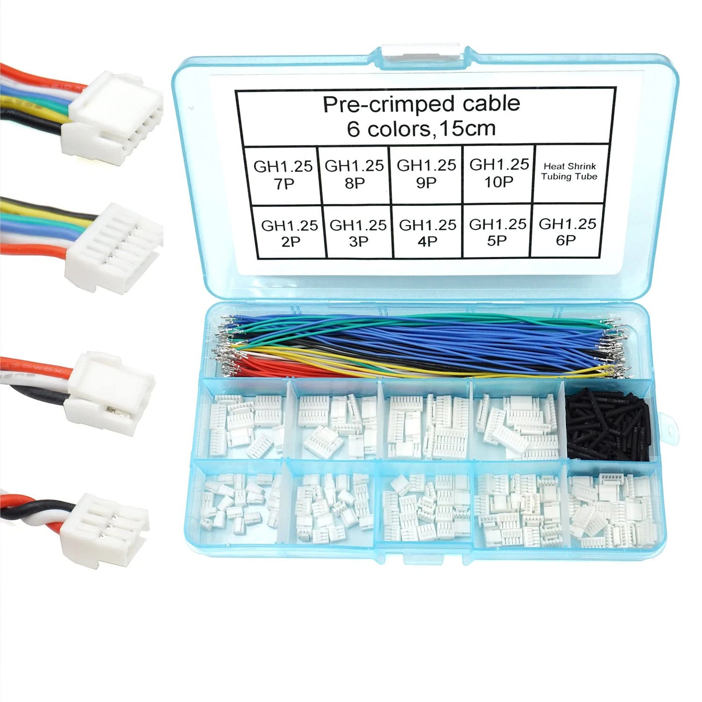 Kit Conector Socket XH 2.54mm con Cable Precrimpado (2/3/4/5/6/7 Pines) Carcasa Adaptador JST Macho y Hembra