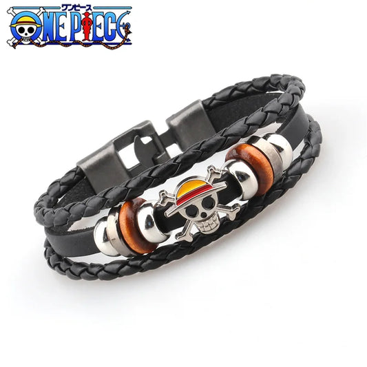 Pulsera Cuero Vintage Anime One Piece (Accesorio Juguete Periférico Animación) Regalo Cumpleaños