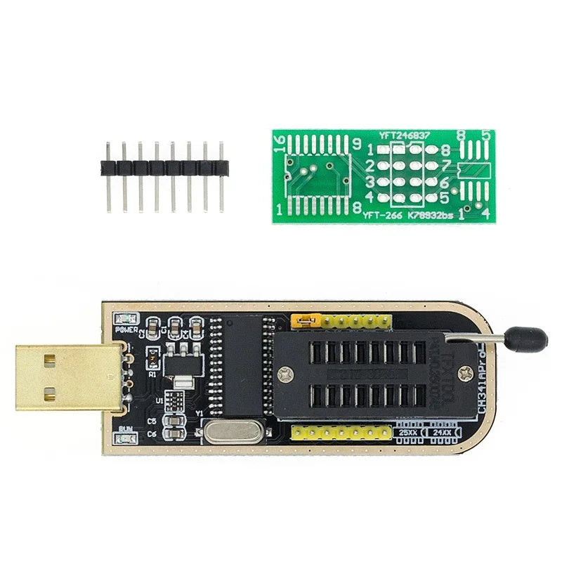 Kit Programador USB CH341A/CH341B 24/25 Series EEPROM Flash BIOS + Clip Test SOIC8/SOP8