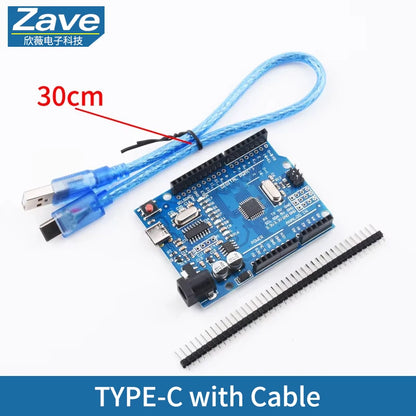 Placa Desarrollo UNO R3 (ATMEGA328P, CH340/ATEGA16U2) compatible Arduino con Cable + Placa Expansión Proto Shield R3/R4