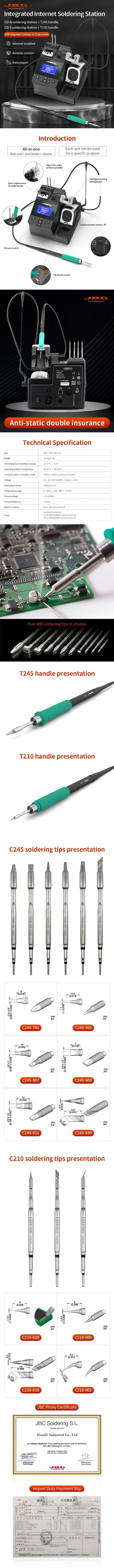 JBC Original Soldering Station CD-2SHQF Repair Mobile Phone C210 Soldering Iron Tip Intelligent Precision Station