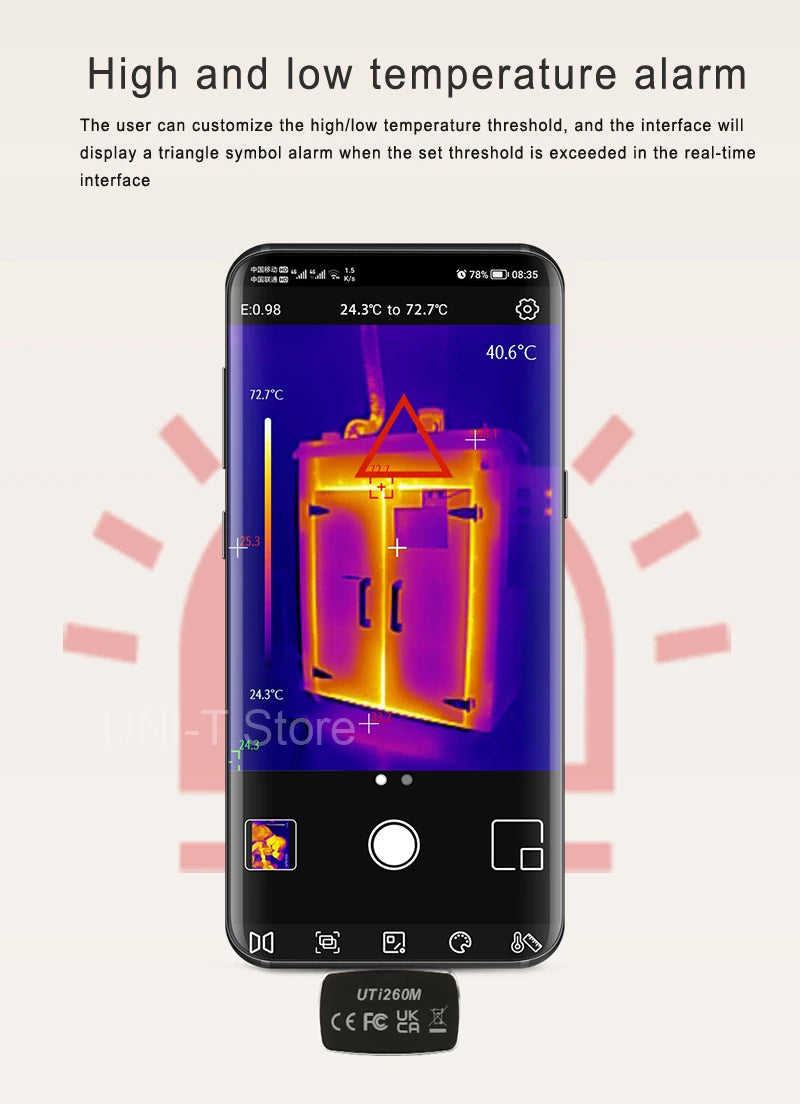 Termógrafo Móvil UNI-T UTi260M para Android (Tipo C) - Herramienta Temperatura Módulo PCB/Electrónico