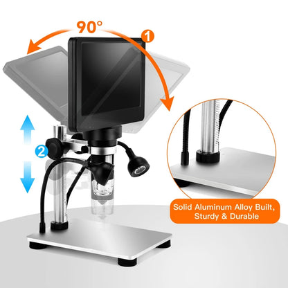 Elikliv DM9 7 Inch 50X-1200X Digital Microscope Adjustable HD LCD Video Microscops Camera For PCB Electronics Soldering Tool